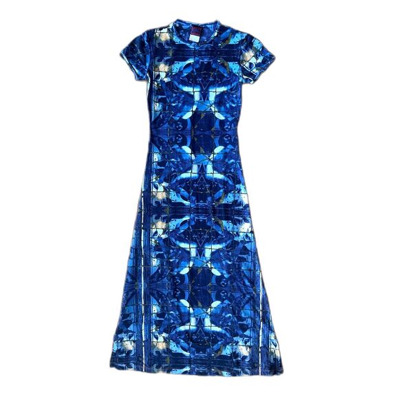 Vintage Jean Paul Gaultier Jeans Blue Pattern T Shirt Mini Dress Women's Size 36 - Picture 2 of 7